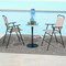 Outdoor Folding Bar Stool Beige Breathable Mesh Fabric Compact Storage